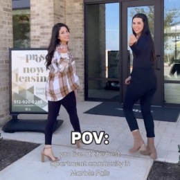 leasing agents welcoming visitors