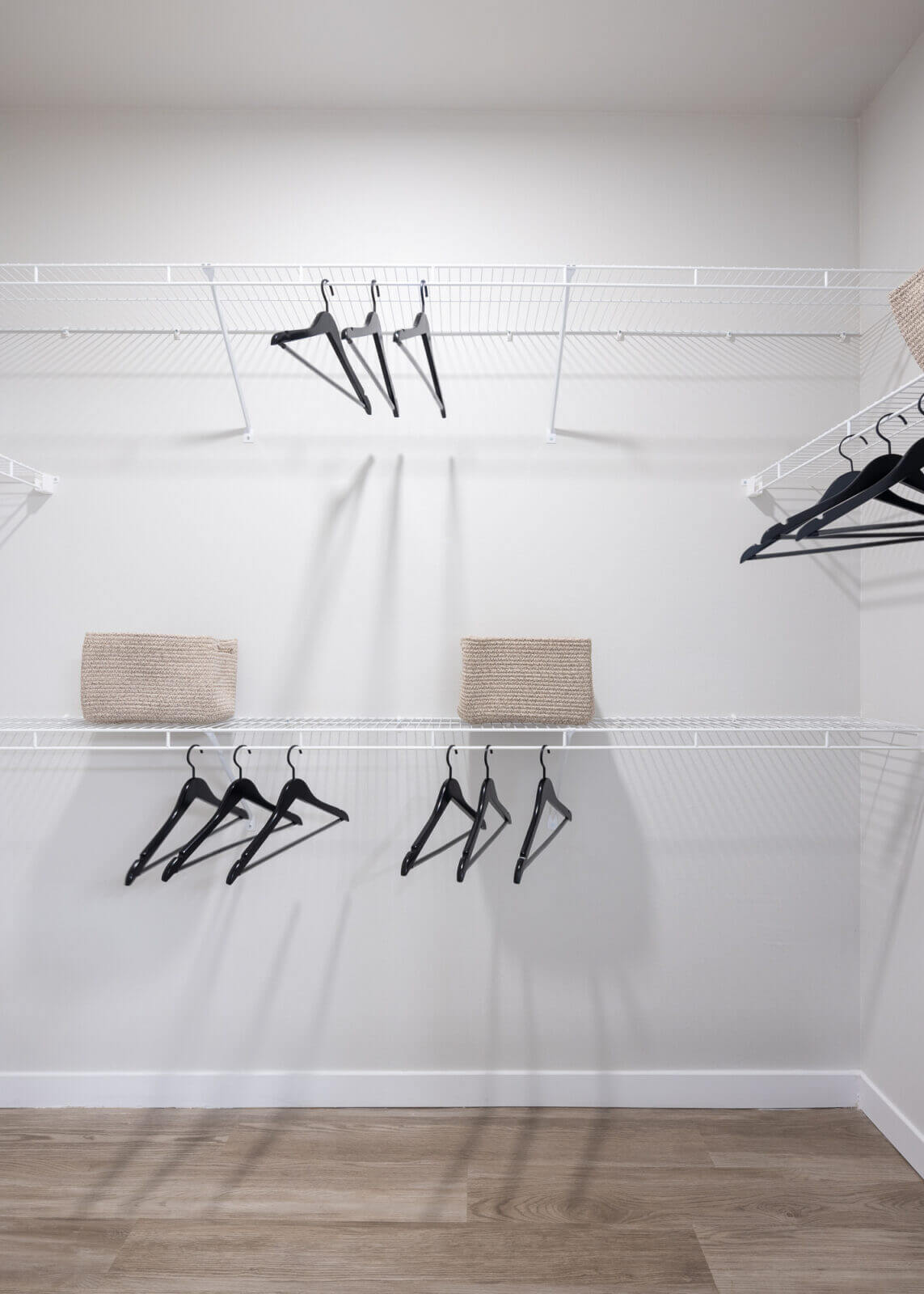 Enormous closet with white wire shelves in marble falls, tx