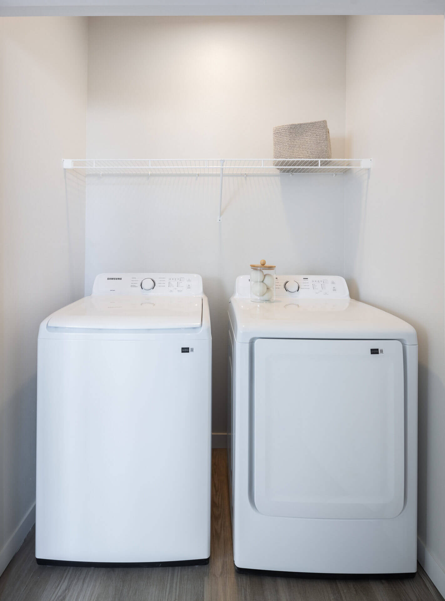 Washing machine and dryer in laundry room in marble falls, tx